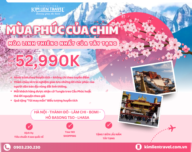 Hà Nội - Thành Đô - Lâm Chi - Bomi - Hồ Bát Tùng Sứ - Lhasa