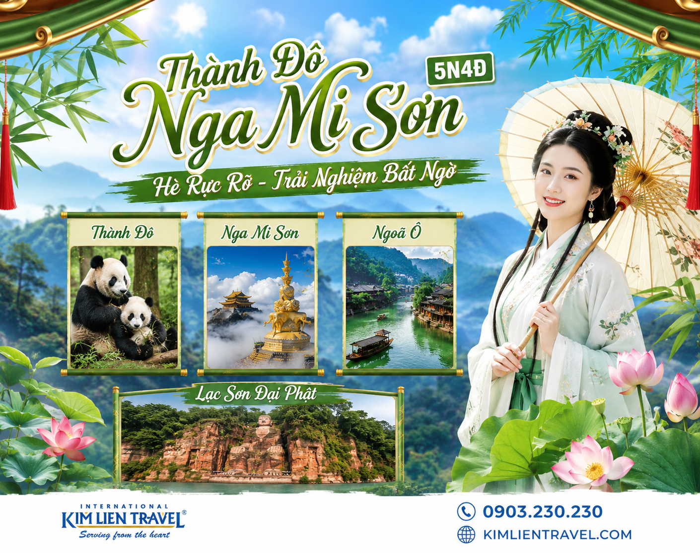 Tour Thành Đô - Nga Mi Sơn - Ngoã Ô - Lạc Sơn Đại Phật 5N4Đ