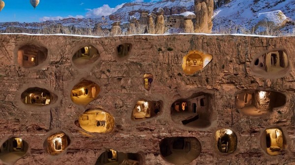Kaymakli Underground City bao gồm tổng cộng 8 tầng sâu dưới lòng đất