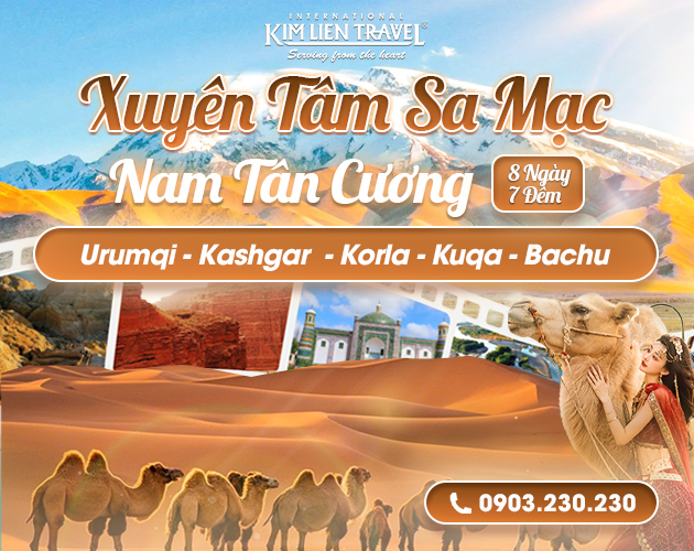 Tour Hà Nội - Urumqi - Làng Lop Nur - Korla - Sa Mạc Taklamakan - Kuqa - Aral - Hotan - Shache - Băng Xuyên Oytagh - Lăng Mộ Hương Phi - Thánh Đường Hồi Giáo 7N8Đ (Bay CZ)