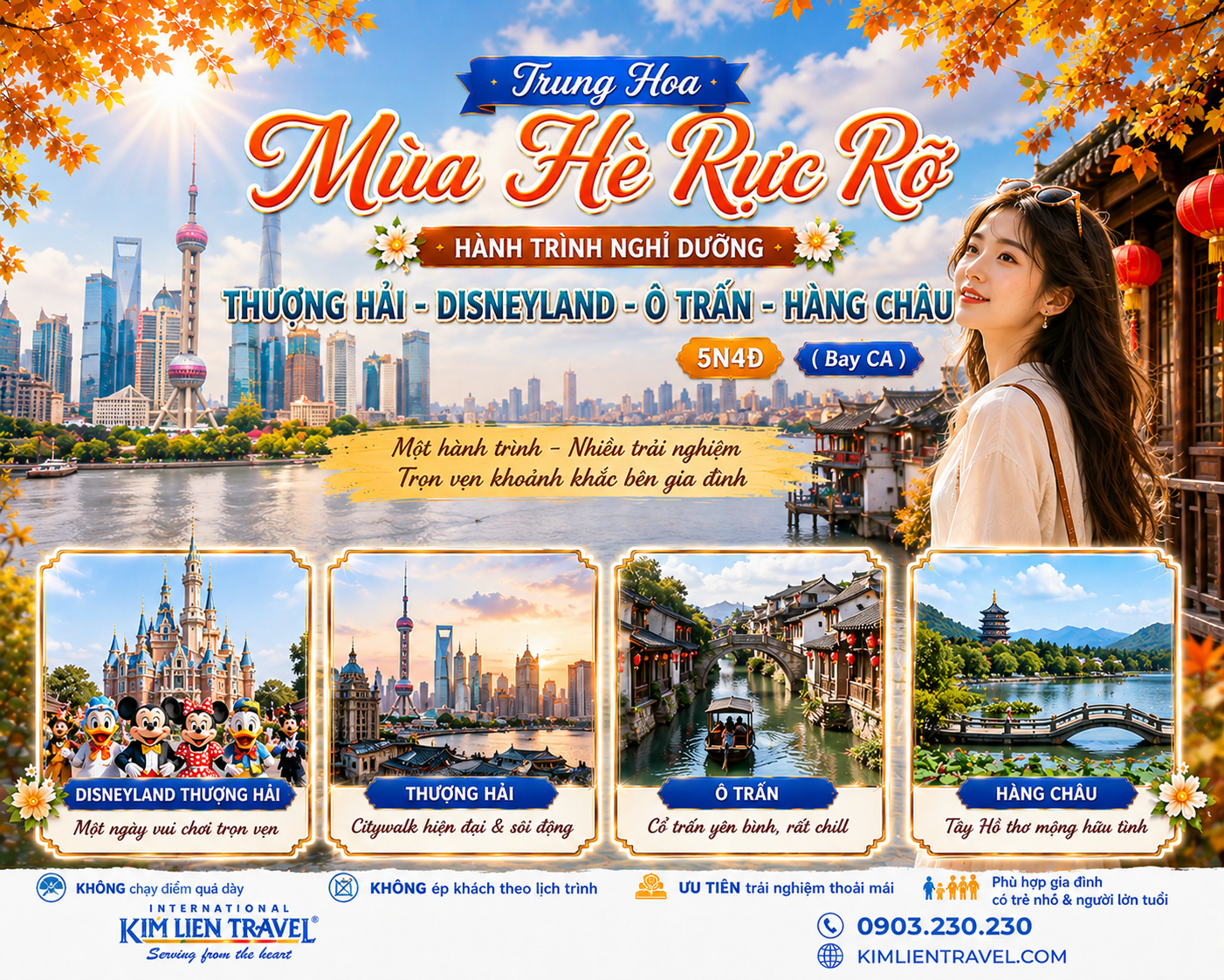 Tour Thượng Hải - DisneyLands - Ô Trấn - Hàng Châu 5N4Đ (Bay CA)